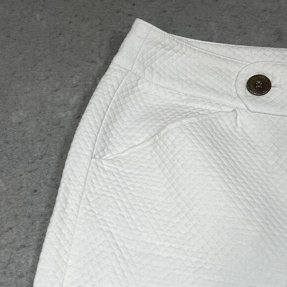 J.McLaughlin Quilted Texture Ankle Pants 100% Cotton Women’s Sz 12 White Waffle - Picture 3 of 15
